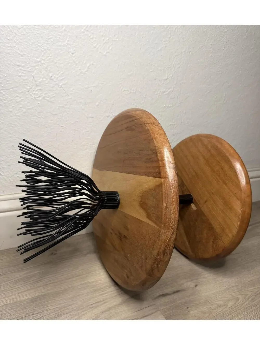 Witch's Broomstick Tiered Tray Viral Halloween‎ Decor Wood Metal Base